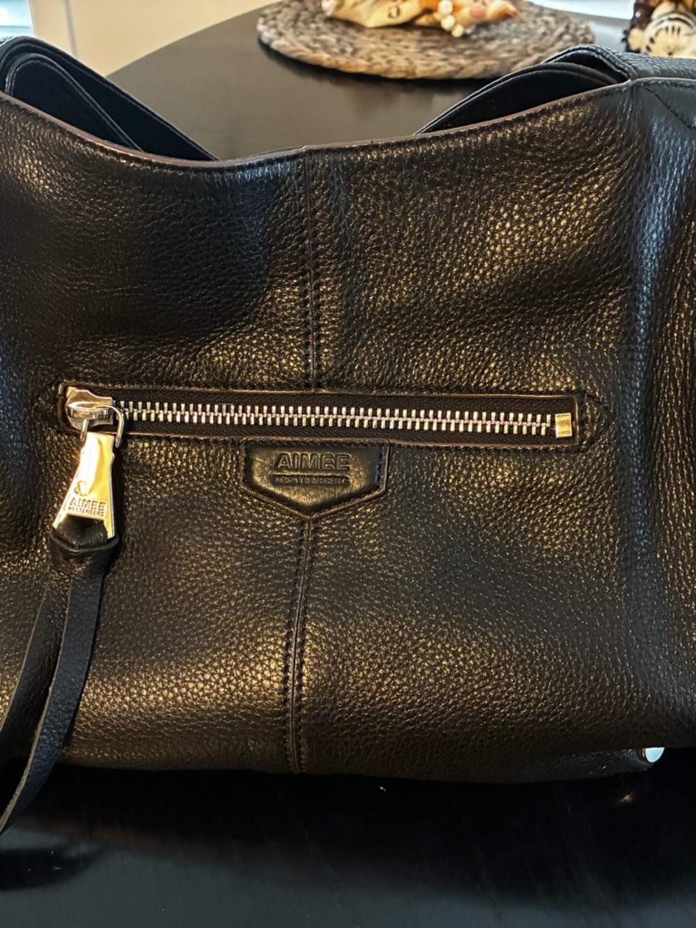 Aimee Kestenberg Black Pebbled Leather Hobo with Silver Hardware